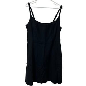 Old Navy NWT Womens Size Large Black Linen Blend Fit & Flare Cami Mini Dress